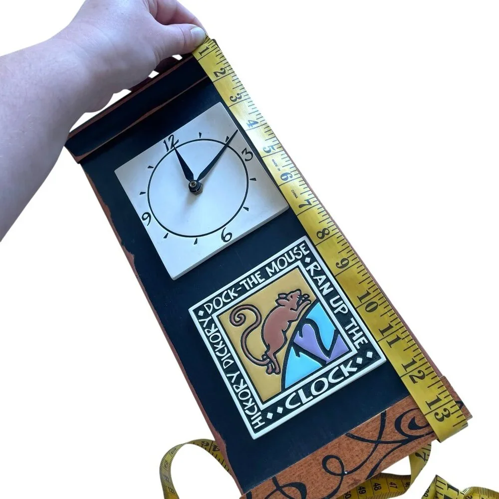 Vintage 2003 Spooner Creek Wall Clock Hickory Dickory Dock Mouse Novelty Tile